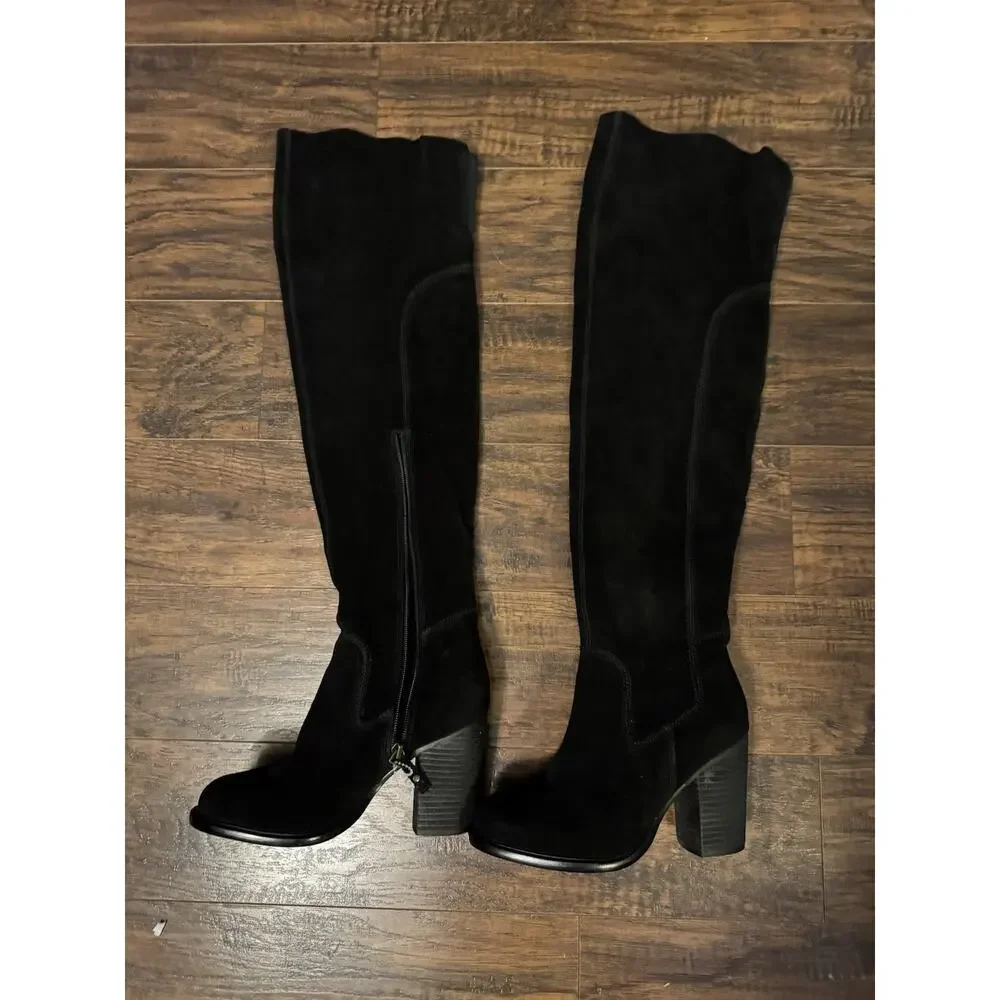 Kelsi Dagger BK Logan Black Tall Suede Boots Over The Knee Sz 6.5 Women’s